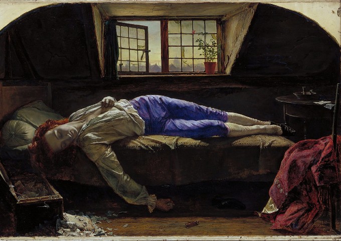 La muerte de Chatterton de Henry Wallis, versión Tate - Dominio público